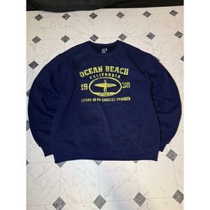 Fruit of the Loom Ocean Beach California Graphic Sweatshirt M